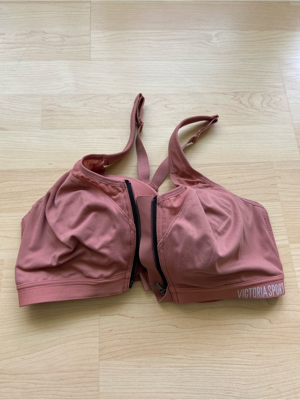 Victoria Secret Sports Bra Double Coverage Front Closure 34D Pink Mauve Zippered